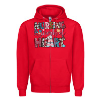 Red nursing is a work of heart Zipper Hoodie - BundleAndBundleShop