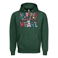 Sports Green nursing is a work of heart Zipper Hoodie - BundleAndBundleShop