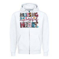 White nursing is a work of heart Zipper Hoodie - BundleAndBundleShop