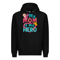 Black My Mom Is My Hero Breast Cancer Premium Hoodie - BundleAndBundleShop