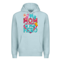 Blue Mist My Mom Is My Hero Breast Cancer Premium Hoodie - BundleAndBundleShop