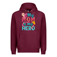 Burgundy My Mom Is My Hero Breast Cancer Premium Hoodie - BundleAndBundleShop