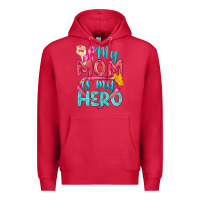 Cardinal My Mom Is My Hero Breast Cancer Premium Hoodie - BundleAndBundleShop