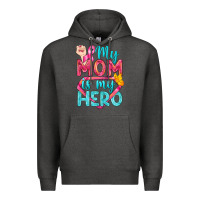 Charcoal Heather My Mom Is My Hero Breast Cancer Premium Hoodie - BundleAndBundleShop