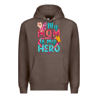 Coffee My Mom Is My Hero Breast Cancer Premium Hoodie - BundleAndBundleShop