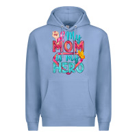 Colony Blue My Mom Is My Hero Breast Cancer Premium Hoodie - BundleAndBundleShop