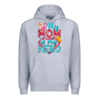Heather Grey My Mom Is My Hero Breast Cancer Premium Hoodie - BundleAndBundleShop