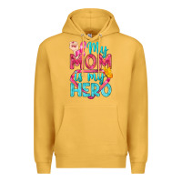 Mustard My Mom Is My Hero Breast Cancer Premium Hoodie - BundleAndBundleShop