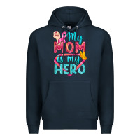 Navy My Mom Is My Hero Breast Cancer Premium Hoodie - BundleAndBundleShop