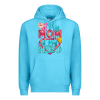 Ocean Blue My Mom Is My Hero Breast Cancer Premium Hoodie - BundleAndBundleShop