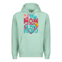 Seafoam My Mom Is My Hero Breast Cancer Premium Hoodie - BundleAndBundleShop