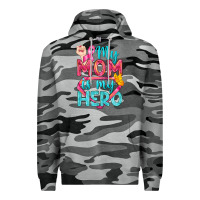 Slate Camo My Mom Is My Hero Breast Cancer Premium Hoodie - BundleAndBundleShop