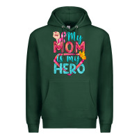 Sports Green My Mom Is My Hero Breast Cancer Premium Hoodie - BundleAndBundleShop