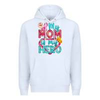 White My Mom Is My Hero Breast Cancer Premium Hoodie - BundleAndBundleShop