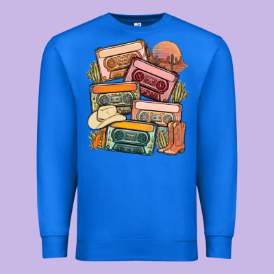 Customized Country Cassette Tapes Premium Sweatshirt Designed By Maliassmallbusiness