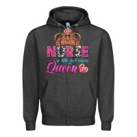 Charcoal Heather nurse a title just above queen Zipper Hoodie - BundleAndBundleShop