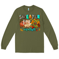 Army Green pumpkın Spıce Long Sleeve Tee - AdoDesignShop