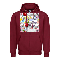 Burgundy music class seamless pattern Zipper Hoodie - BundleAndBundleShop
