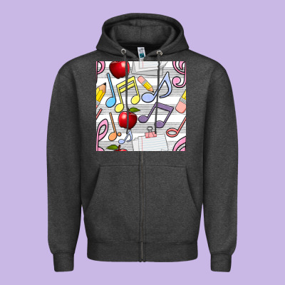 Music Class Seamless Pattern Zipper Hoodie Designed By Bundleandbundleshop