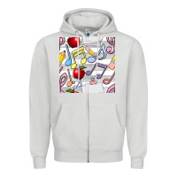 Dove Grey music class seamless pattern Zipper Hoodie - BundleAndBundleShop