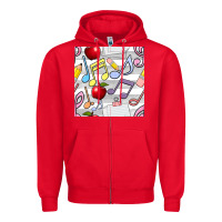 Red music class seamless pattern Zipper Hoodie - BundleAndBundleShop