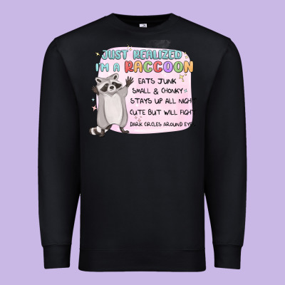 Just Realized Im A Raccoon Premium Sweatshirt Designed By Maliassmallbusiness