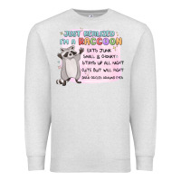 Oatmeal Heather just realized im a raccoon Premium Sweatshirt - MaliasSmallBusiness