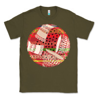 Army Green african fabric pattern round earrings 2 Classic Tee - BundleAndBundleShop