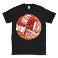 Black african fabric pattern round earrings 2 Classic Tee - BundleAndBundleShop