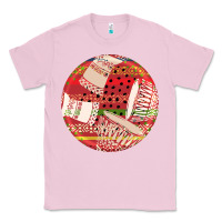 Bubblegum Pink african fabric pattern round earrings 2 Classic Tee - BundleAndBundleShop