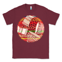Burgundy african fabric pattern round earrings 2 Classic Tee - BundleAndBundleShop