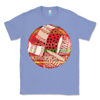 Colony Blue african fabric pattern round earrings 2 Classic Tee - BundleAndBundleShop
