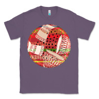 Lavender african fabric pattern round earrings 2 Classic Tee - BundleAndBundleShop
