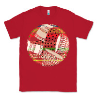 Red african fabric pattern round earrings 2 Classic Tee - BundleAndBundleShop