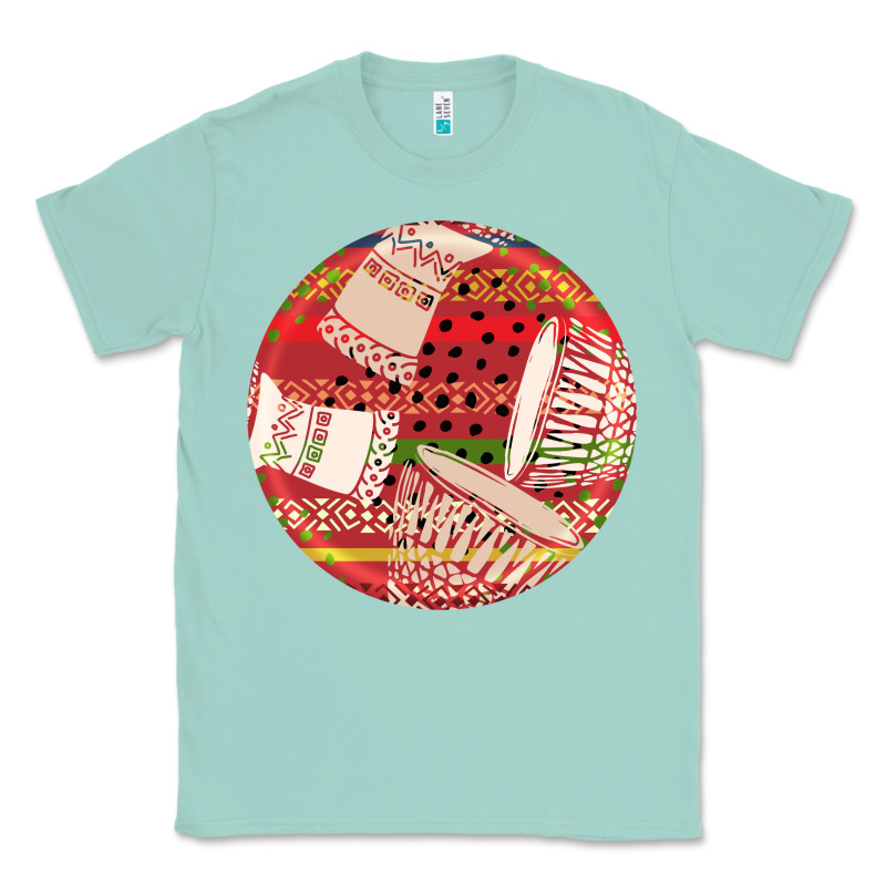 African Fabric Pattern Round Earrings 2 Classic Tee by BundleAndBundleShop | Teevron
