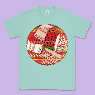 African Fabric Pattern Round Earrings 2 Classic Tee Designed By Bundleandbundleshop
