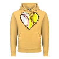Vintage Mustard baseball and softball heart Vintage Hoodie - texasbilliewilder