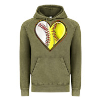 Vintage Olive baseball and softball heart Vintage Hoodie - texasbilliewilder