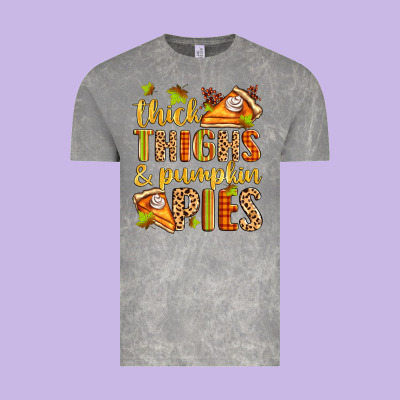 Thick Thighs And Pumpkin Pies Vintage Tee Designed By Zillion Design Studio