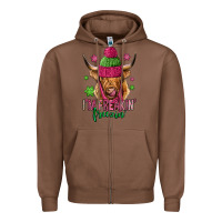 Chestnut i'm freakin freezin pink christmas long haired cow Zipper Hoodie - Jasminsmagicworld