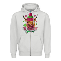 Dove Grey i'm freakin freezin pink christmas long haired cow Zipper Hoodie - Jasminsmagicworld