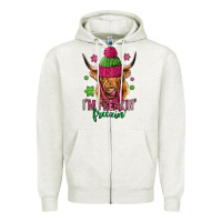 Oatmeal Heather i'm freakin freezin pink christmas long haired cow Zipper Hoodie - Jasminsmagicworld