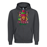 Smoke i'm freakin freezin pink christmas long haired cow Zipper Hoodie - Jasminsmagicworld