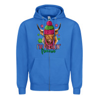 True Royal i'm freakin freezin pink christmas long haired cow Zipper Hoodie - Jasminsmagicworld