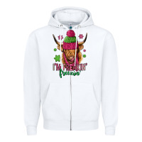 White i'm freakin freezin pink christmas long haired cow Zipper Hoodie - Jasminsmagicworld