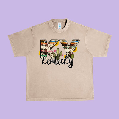 Kentucky State Cowhide Serape Cactus Urban Heavy Tee Designed By Ranaportraitstore