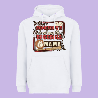 Somebody's Loud Mouth Baseball Mama Heavyweight Hoodie Designed By Maliassmallbusiness