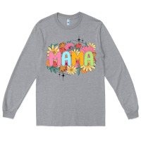 Heather Grey floral mama Long Sleeve Tee - JahusDesignShop