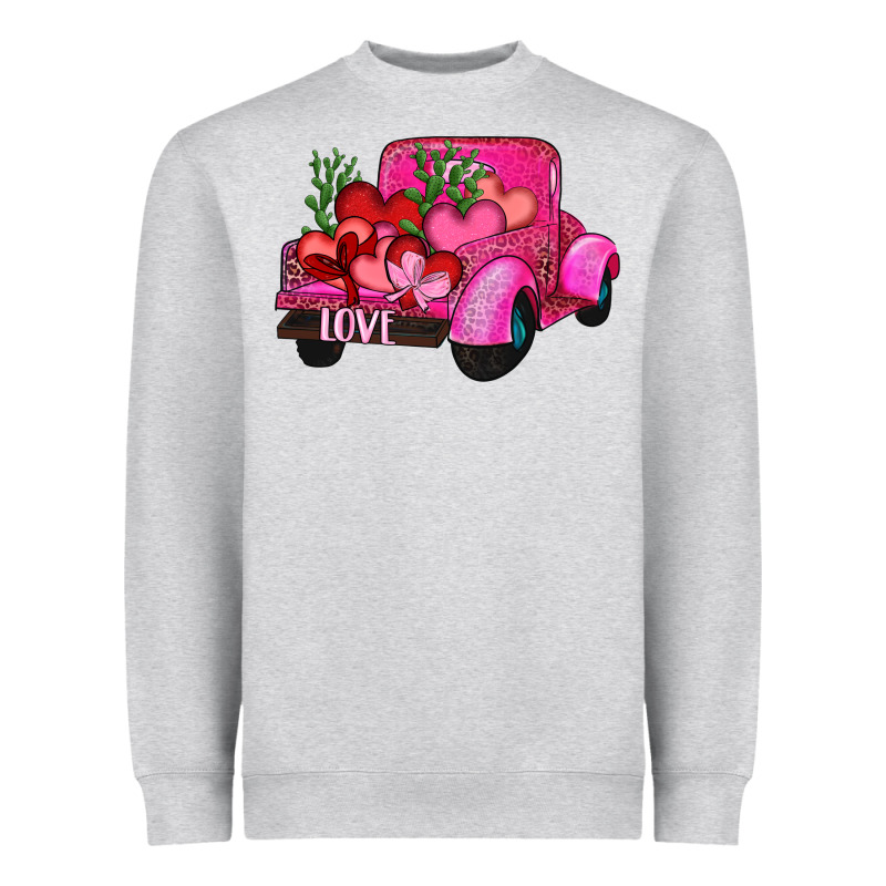Valentine's Day Heart Cactus Truck Heavyweight Sweatshirt by RanaPortraitStore | Teevron