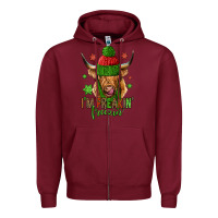 Burgundy i'm freakin freezin christmas long haired cow Zipper Hoodie - Jasminsmagicworld
